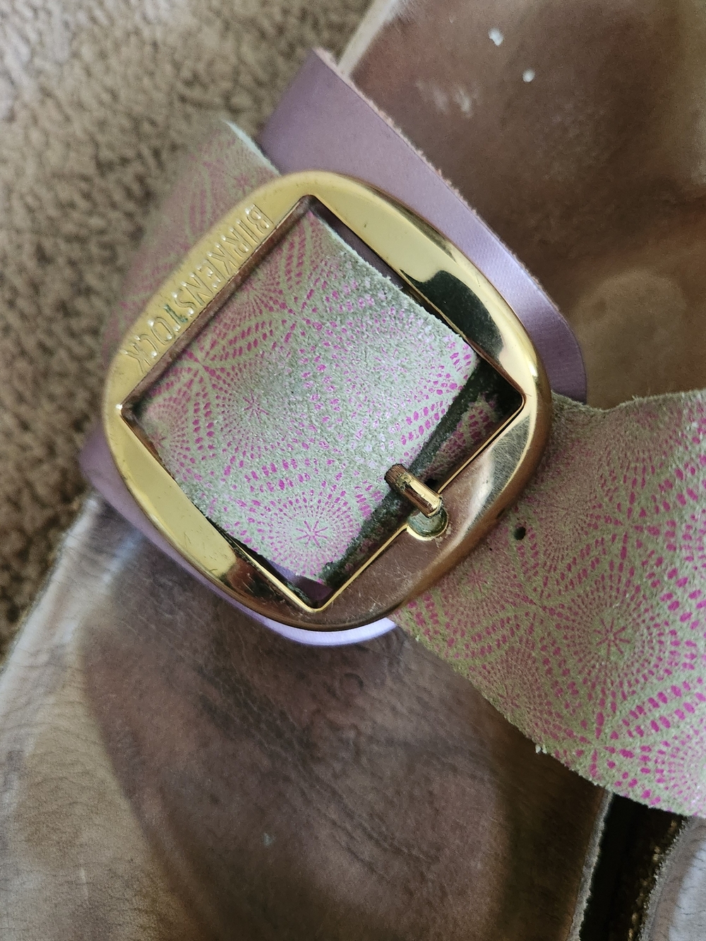 Birkenstock MIRAMAR Big Buckle Leather Ceramic Pattern Rose Rare Discontinued 38 - Picture 5 of 8